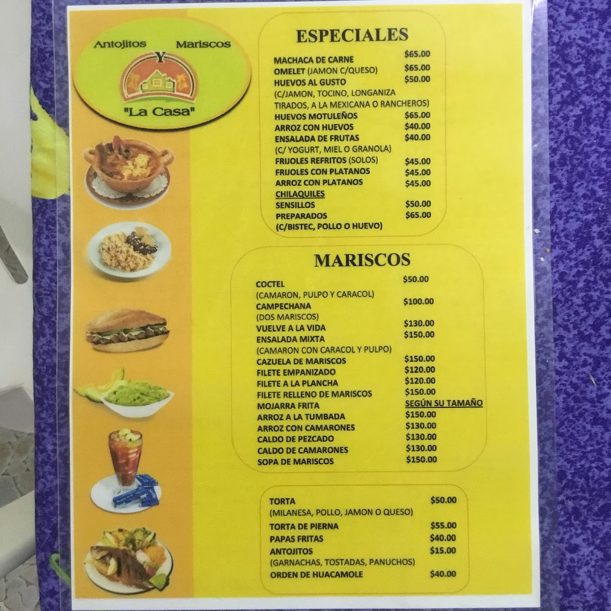 Antojitos LA Casa Menu - Image 1